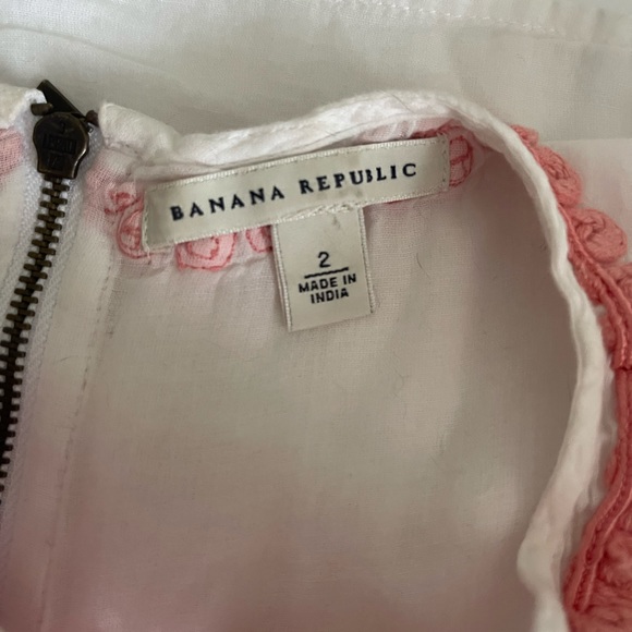 🆕 [Banana Republic] White and Peach Cotton Embroidered Zip Top Sz: 2 - Picture 12 of 12